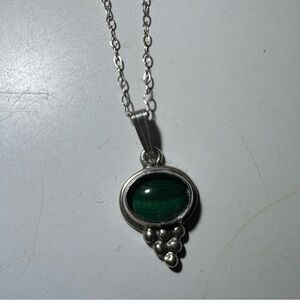 Elegant Silver and Green Pendant Necklace